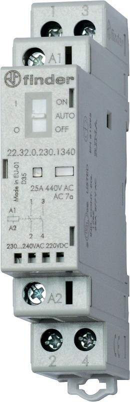 контактор модульный 2nc 25а agni 48в ac/dc 17.5мм ip20 опции: мех.индикатор + led finder 223200481420 от BTSprom.by