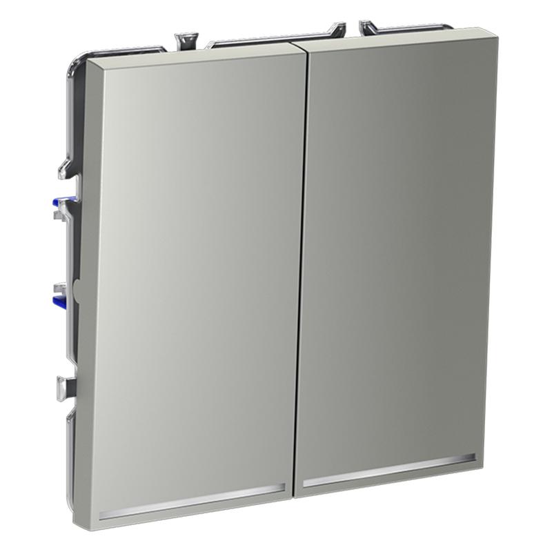  Переключатель проходной 2-кл. СП S70 10А с подсветкой механизм сталь Voltum VLS020405 фото в каталоге от BTSprom.by