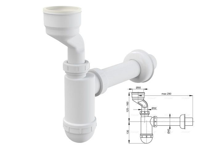 сифон для писсуара с манжетой, alcaplast a45a-bl-01 от BTSprom.by