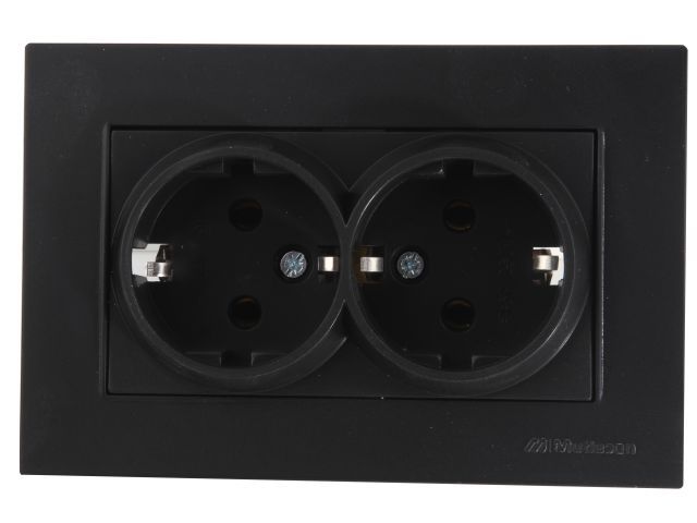 розетка 2-ая (скрытая,с/з) черная, rita, mutlusan (16 a, 250 v, ip 20) 2220 202 0284 от BTSprom.by