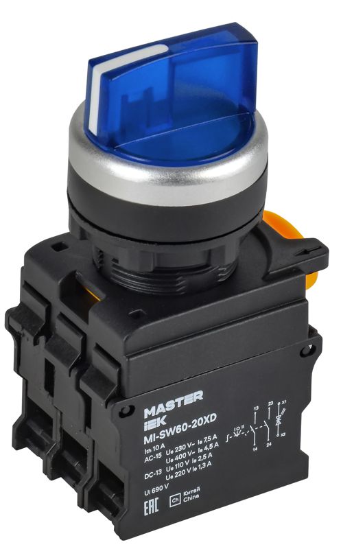 переключатель 3 полож. 2но с подсветкой син. master iek mi-sw60-20xd-4-14-3-k07 от BTSprom.by
