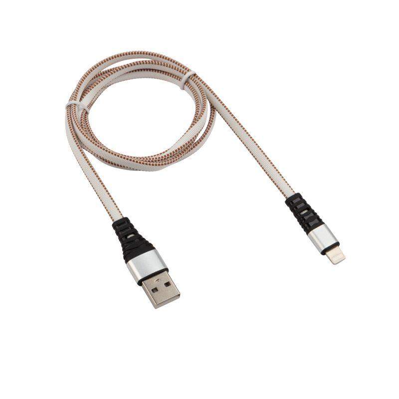 кабель usb-lightning 2.4а 1м бел. нейлоновая оплетка rexant 18-7056 от BTSprom.by