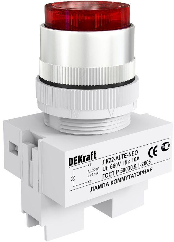 лампа коммутационная alte лк-22 d22мм 220в красн. неон dekraft 25008dek от BTSprom.by