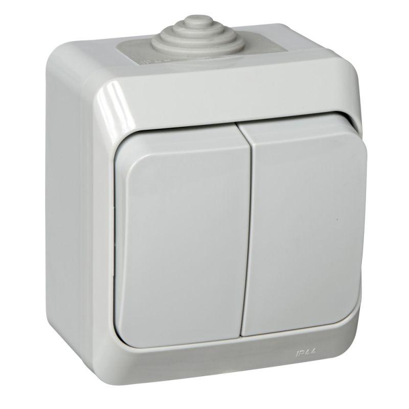 выключатель 2-кл. оп этюд 10а ip44 10ax сер. se ba10-042c от BTSprom.by