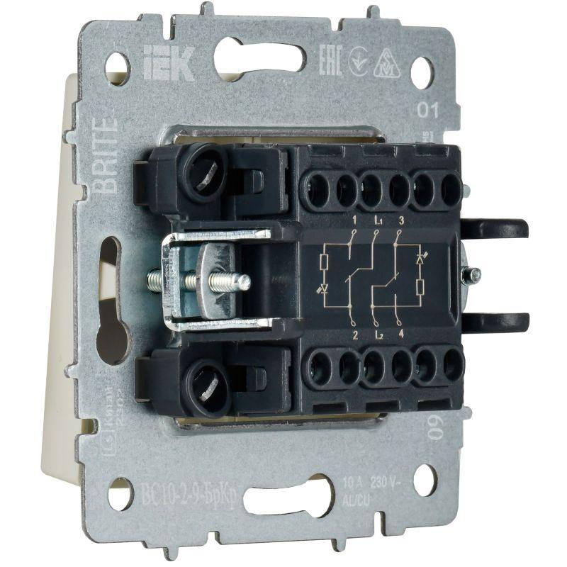  Выключатель 2-кл. BRITE 10А ВС10-2-9-БрКр для отелей с индик. механизм беж. IEK BR-V20-2-10-K10 фото в каталоге от BTSprom.by