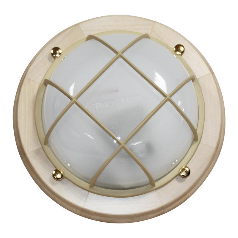  Светильник НББ 03-60-014 "Терма 1302" 1х60Вт E27 IP65 кругл. малый матов./корпус с решеткой дерево липа (инд. упак.) Элетех 1005501031 фото в каталоге от BTSprom.by