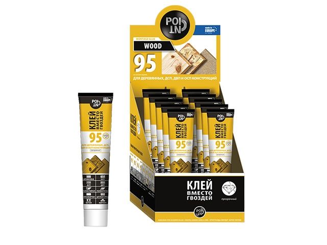 клей монтажный point "клей вместо гвоздей 95", 80мл (прозрачный, для деревянных, дсп, двп и осб конструкций) 03-1-0-195 от BTSprom.by