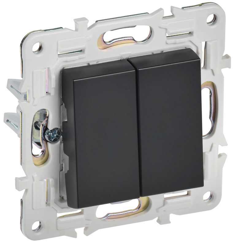 выключатель проходной 2-кл. skandy 10а sk-v05bl черн. iek sk-v22-0-10-k02 от BTSprom.by