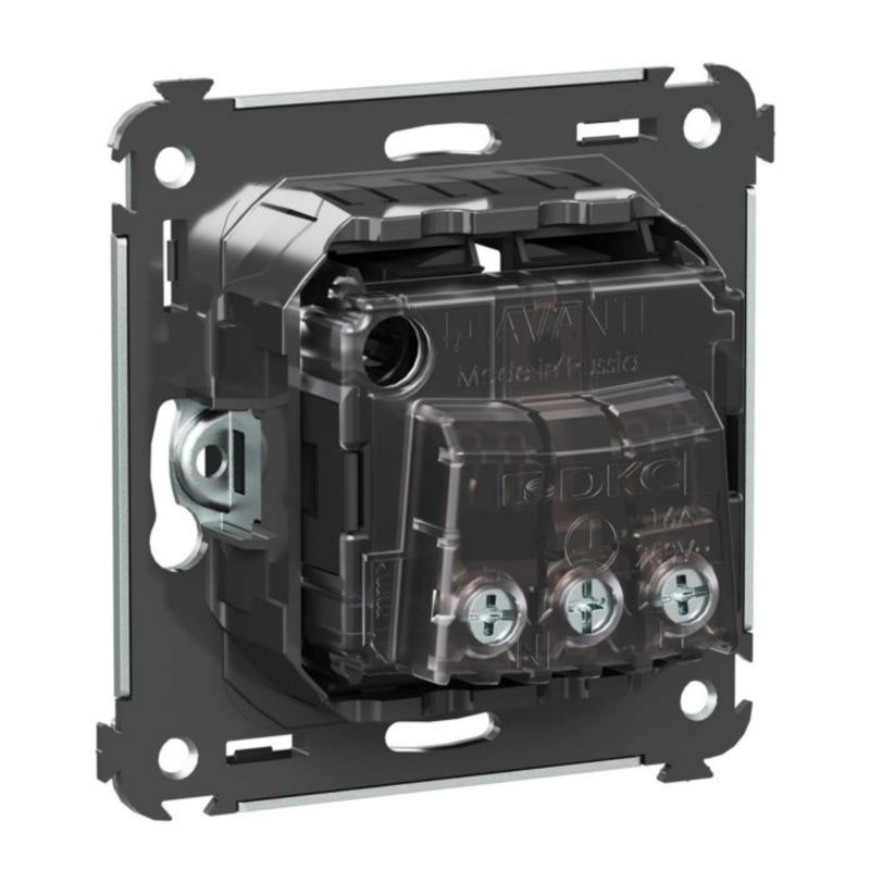  Розетка 1-м СП 2мод. Avanti "Черный матовый" 16А 2P+E защ. шторки механизм черн. DKC 4412003 фото в каталоге от BTSprom.by