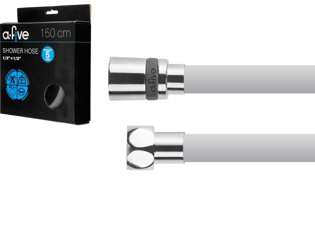 шланг душевой, si, 1/2" г-г 150 см, серый, a-five (гайка латунь (anti-twist), 25 бар) a5-027gr от BTSprom.by