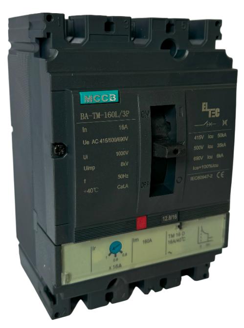 выключатель автоматический mccb ba-tm-160l/3p 16а (термомагнитый тм icu:50ka) eltec 1200016 от BTSprom.by