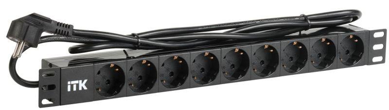 блок розеток 9 мест pdu (немец. станд.) din49440 алюм. профиль 1u шнур 2м; вилка din 49441 (немец. станд.); черн. itk ph22-9d1 от BTSprom.by