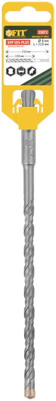  Бур по бетону SDS-PLUS профи крестообразная вставка двойная спираль 8х210мм FIT 33072 фото в каталоге от BTSprom.by