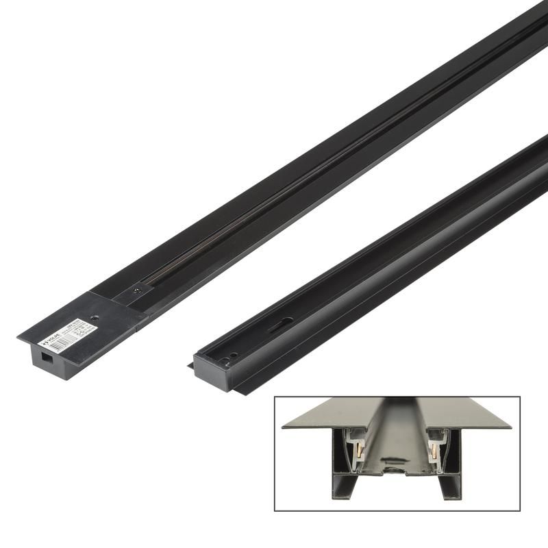шинопровод осветительный однофазный l2000 ubx-q123 rs2 black 200 set01 тип r встраив. с заглушкой и вводом питания черн. volpe ul-00007446 от BTSprom.by