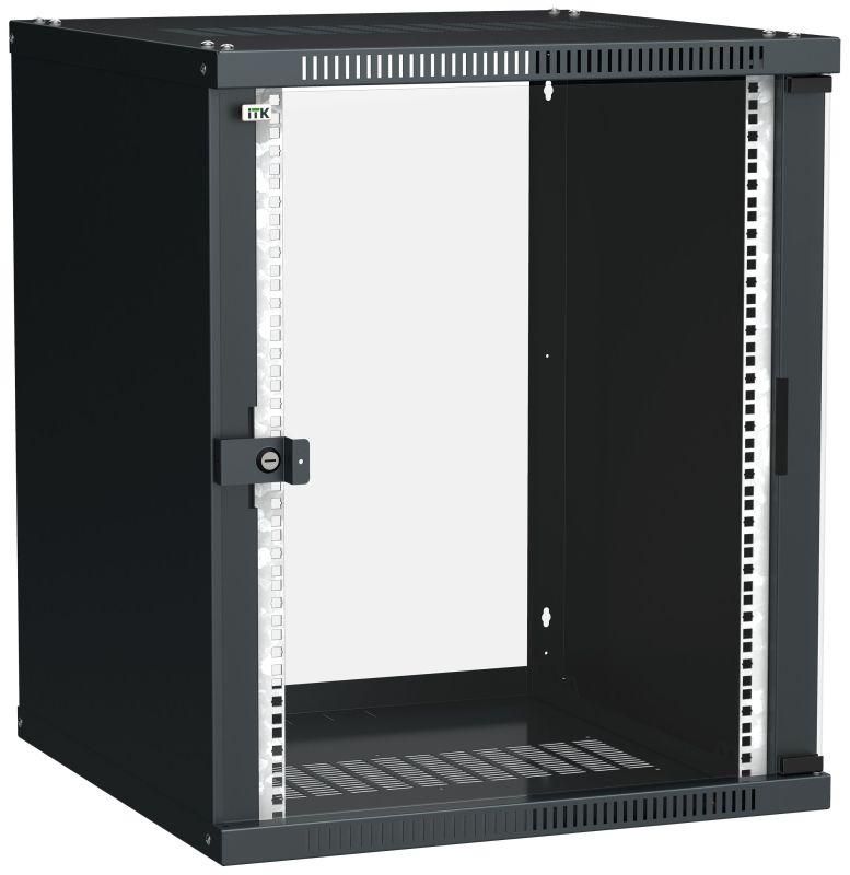 шкаф linea we 15u 600x600мм дверь стекло черн. itk lwe5-15u66-gf от BTSprom.by