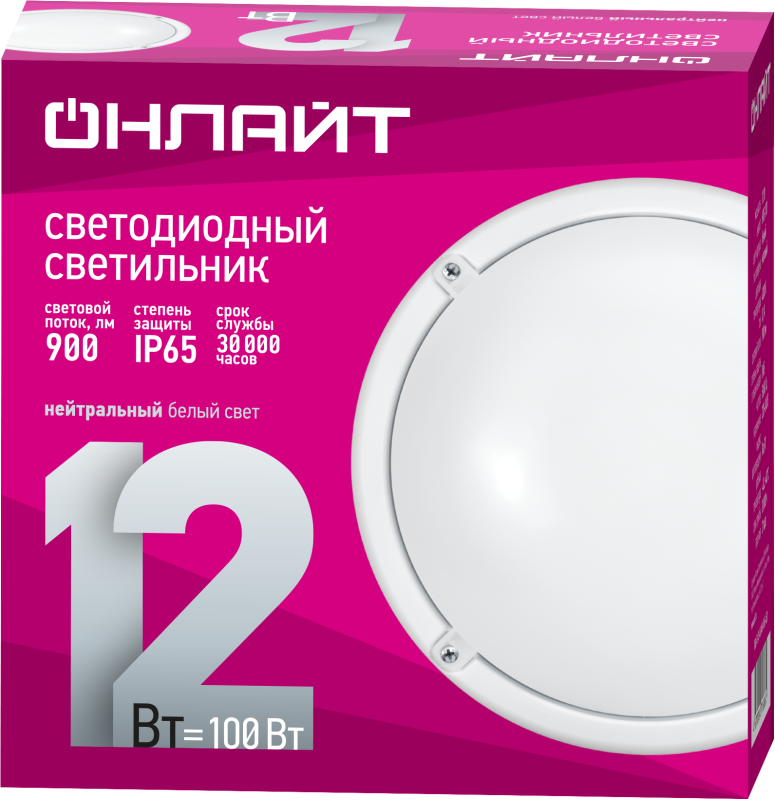 светильник светодиодный 71 686 obl-r1-12-4k-wh-ip65-led 12вт 4000к ip65 900лм жкх круг бел. (аналог нпп) онлайт 71686 от BTSprom.by
