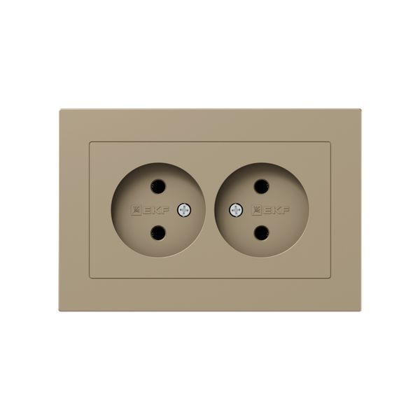 розетка 2-м сп эпика 16а без заземл. без защ. шторок с рамкой механизм шампань ekf up1-soc-200 от BTSprom.by