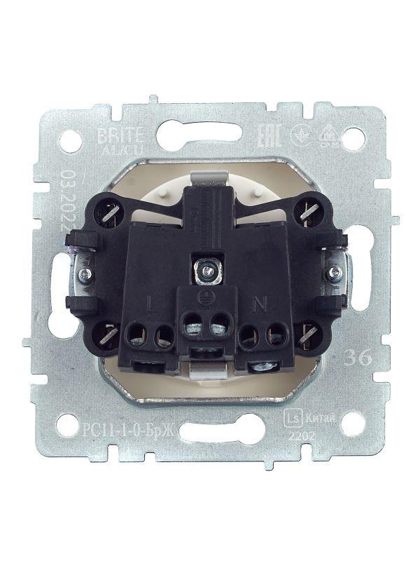  Розетка 1-м СП BRITE РС11-1-0-БрЖ 16А с заземл. без защ. шторки механизм жемчуж. IEK BR-R11-16-K36 фото в каталоге от BTSprom.by