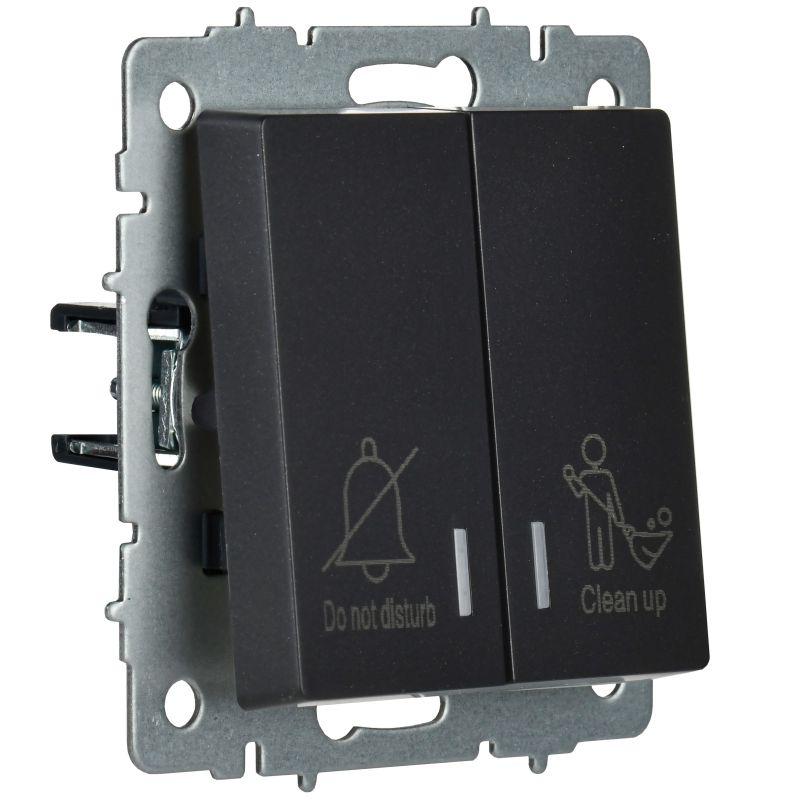  Выключатель 2-кл. BRITE 10А ВС10-2-9-БрЧ для отелей с индик. механизм черн. IEK BR-V20-2-10-K02 фото в каталоге от BTSprom.by