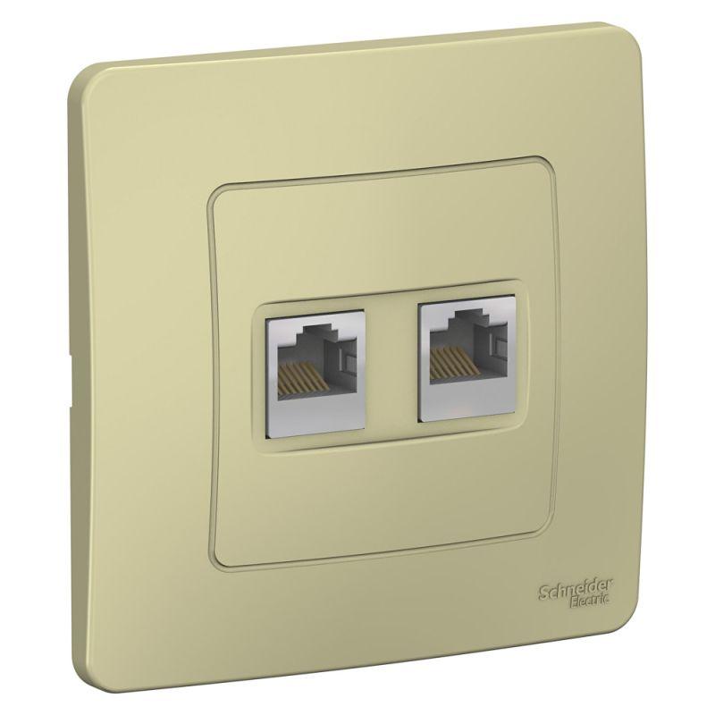 розетка компьютерная 2-м сп blanca rj45 кат.5e беж. se blnis045457 от BTSprom.by