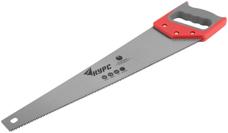  Ножовка по дереву 500мм средний каленый зуб 7 ТPI 2D заточка пластик. прорезиненная ручка КУРС 40318 фото в каталоге от BTSprom.by