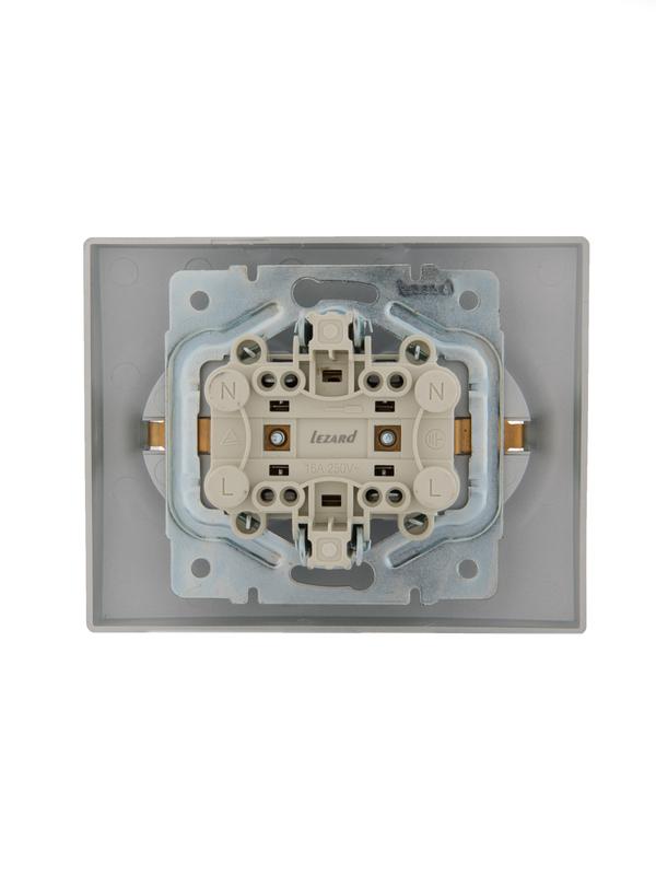  Розетка 2-м СП Karina с заземл. термопласт матов. серебр. LEZARD 707-4300-127B фото в каталоге от BTSprom.by