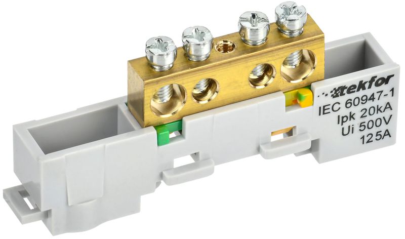 шина pe "земля" неизол. на универс. держ. 8х12-4-ж tekfor iek tf-nn20-04-dl-k05 от BTSprom.by