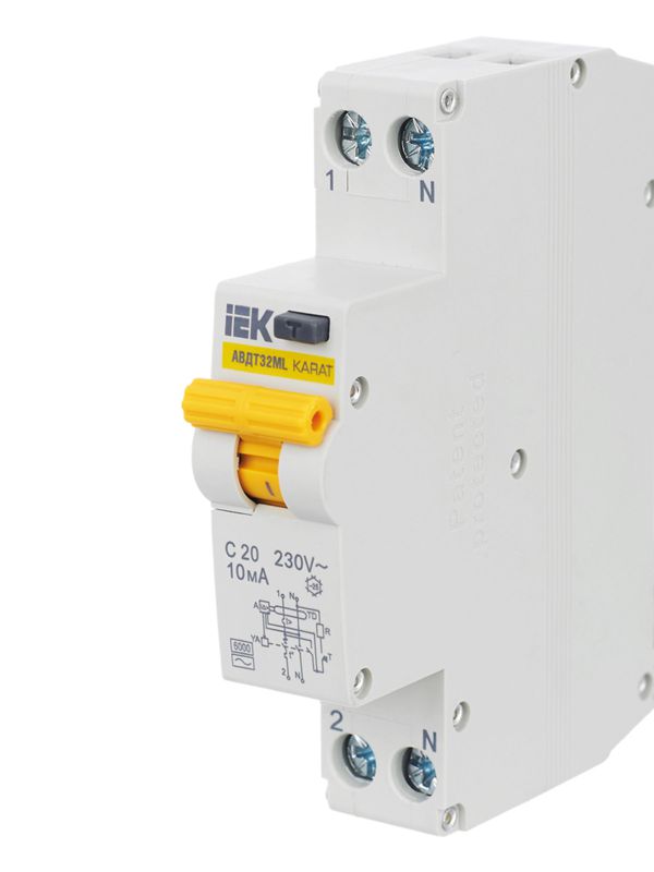  Выключатель автоматический дифференциального тока C 20А 10мА АВДТ32МL KARAT IEK MVD12-1-020-C-010 фото в каталоге от BTSprom.by