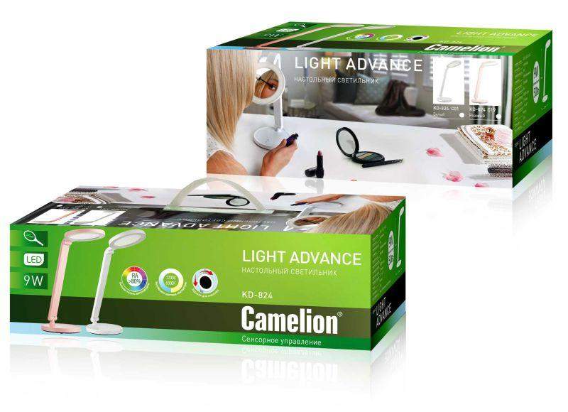 Светильник настольный KD-824 C14 LED 9Вт 230В сенс. рег. яркости и цветов. темп. с зеркалом роз. Camelion 13525 фото в каталоге от BTSprom.by  Светильник настольный KD-824 C14 LED 9Вт 230В сенс. рег. яркости и цветов. темп. с зеркалом роз. Camelion 13525 фото в каталоге от BTSprom.by