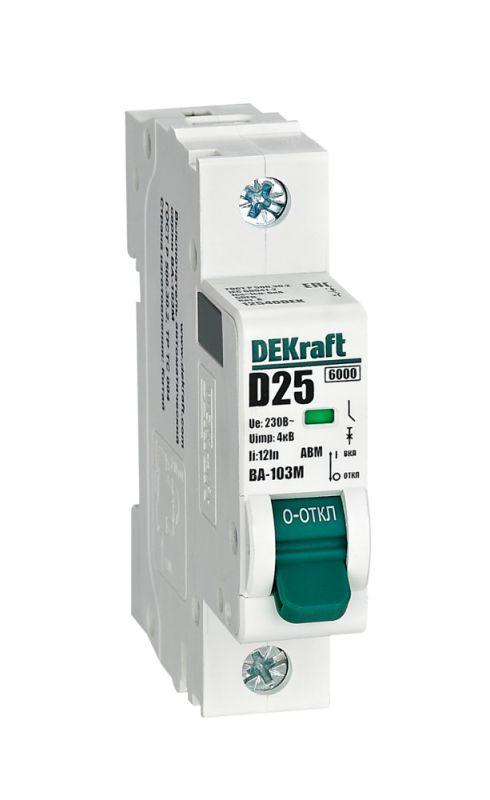 выключатель автоматический модульный 1п d 25а 6ка ва-103m без теплозащиты dekraft 12540dek от BTSprom.by