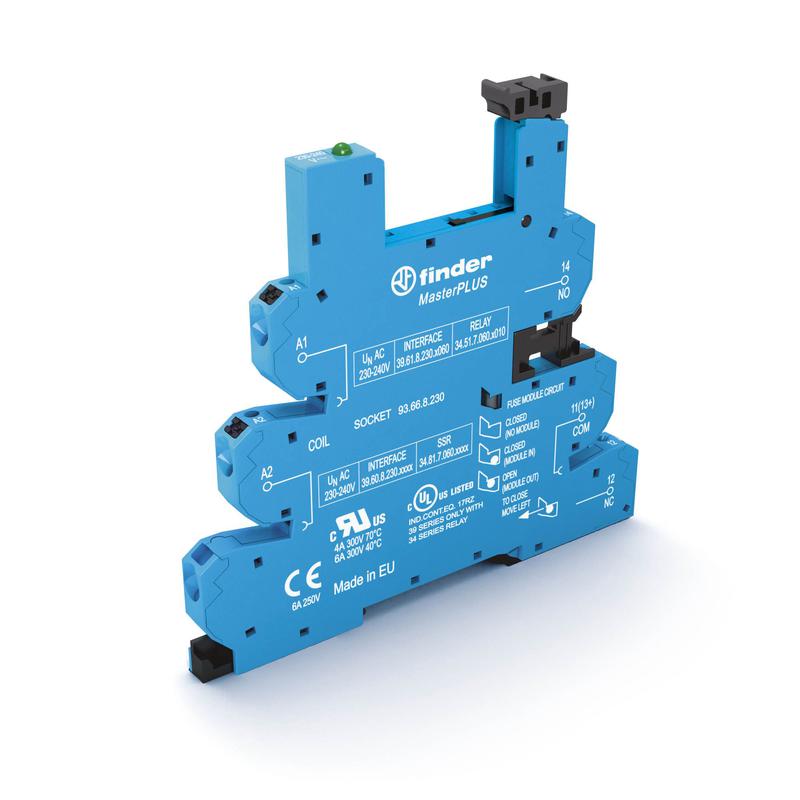 розетка masterplus с безвинт. клеммами push-in для реле 34 серии 125в ac/dc в комплекте пластик. клипса опции: led finder 93660125 от BTSprom.by