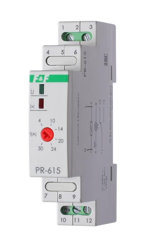 реле тока pr-615 (4-30а сквозной канал монтаж на din-рейке 35мм 230в ac 16а 1но ip20) f&f ea03.003.006 от BTSprom.by