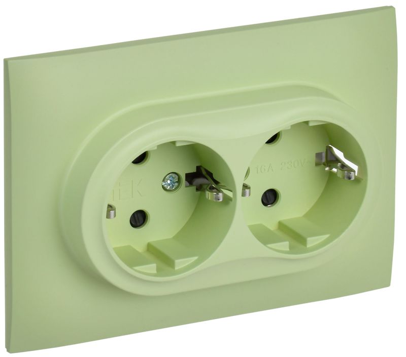 розетка 2-м skandy 16а с заземл. защ. шторки в сборе sk-r07g мятный iek sk-r24-16-k06-f от BTSprom.by