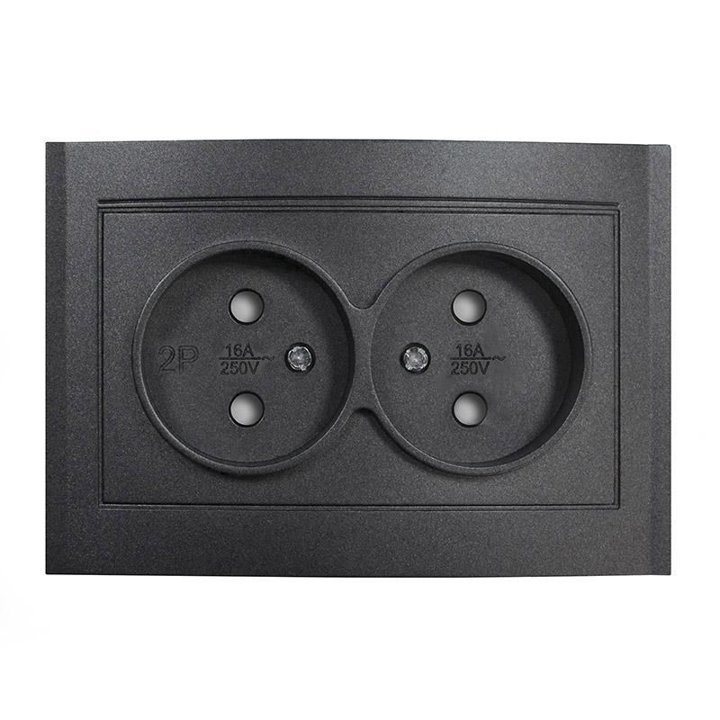 розетка 2-м сп бриллиант 16а ip20 без заземл. защ. шторки в сборе графит universal 7947526-gr от BTSprom.by