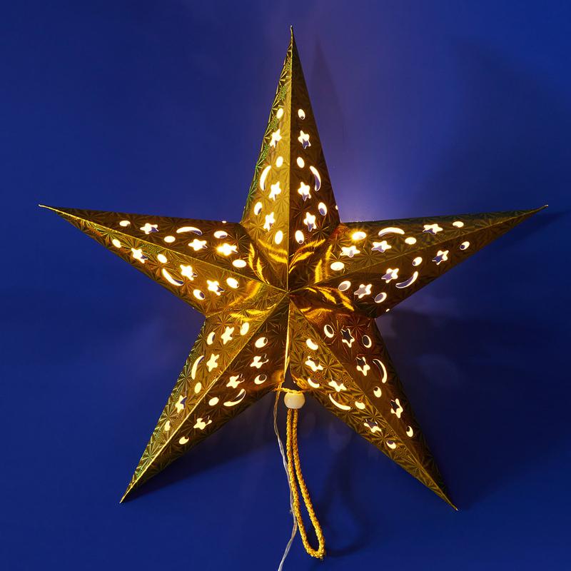 фигура uld-h4545-005/sta/2aa warm white ip20 golden star "золотая звезда" 2aa (не в/к) 45х45см подвесная 5 led uniel ul-00008588 от BTSprom.by
