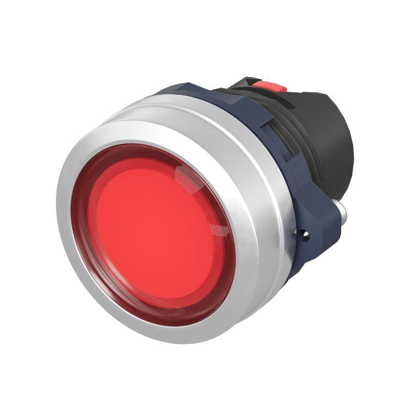 кнопка плоская без фиксации алюм. кольцо прозр. красн. dkc m22p-fmlra от BTSprom.by