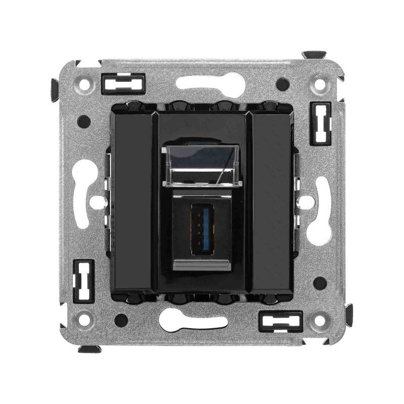 розетка usb 3.0 1-м сп avanti "черный квадрат" тип а-а dkc 4402303 от BTSprom.by