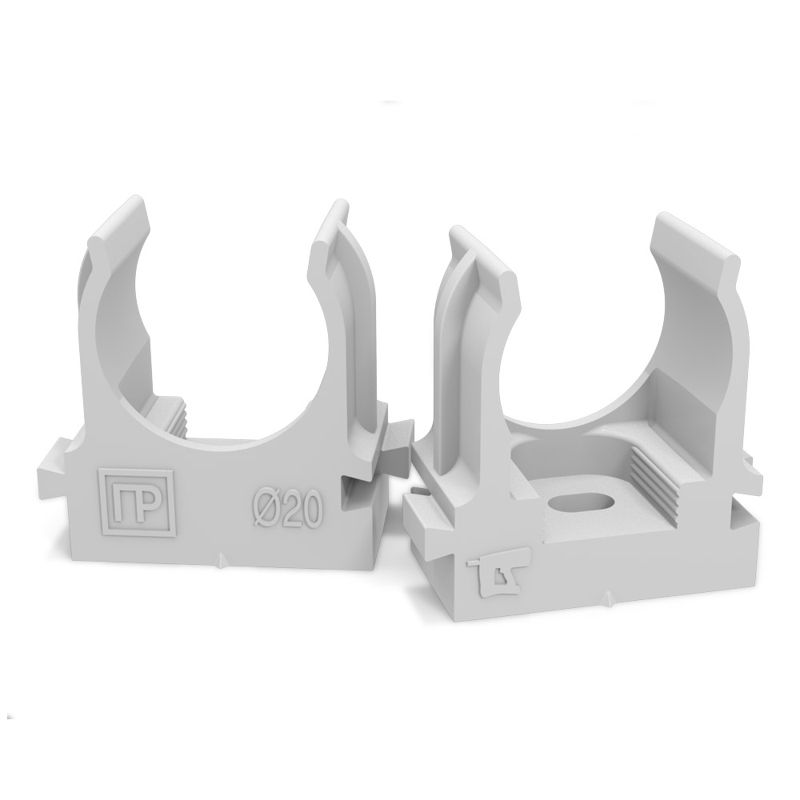 держатель для труб (клипса) d20мм для прямого монтажа атмосферостойкая сер. в п/э промрукав pr13.0402 от BTSprom.by