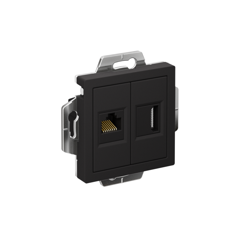 розетка 2-м сп atlasdesign hdmi + rj45 кат.5e механизм карбон se atn001082 от BTSprom.by
