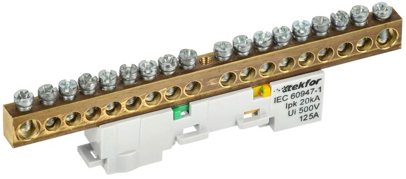 шина pe "земля" неизол на универс. держ. 8х12-18-ж tekfor iek tf-nn20-18-dl-k05 от BTSprom.by