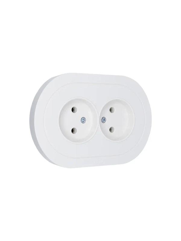  Розетка 2-м СП OSEN без заземл. ПБТ круглая бел. LEZARD 744-0200-128B фото в каталоге от BTSprom.by