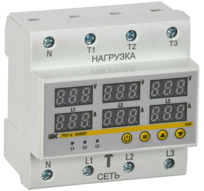 реле напряжения и тока рнт-д трехфазное 90мм 63а iek ivc41-3-63 от BTSprom.by