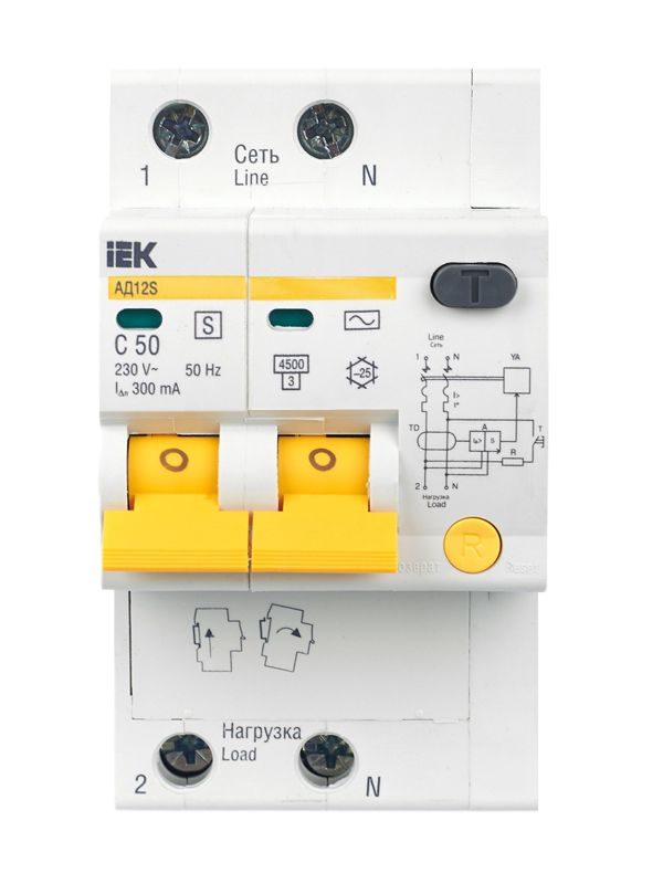  Выключатель автоматический дифференциального тока селективный 2п 50А 300мА тип AC АД12S KARAT IEK MAD13-2-050-C-300 фото в каталоге от BTSprom.by