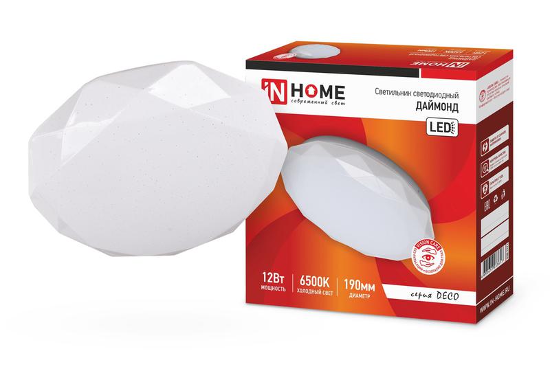 светильник светодиодный deco даймонд 12вт 6500к 1080лм 230в 210х55мм in home 4690612033617 от BTSprom.by