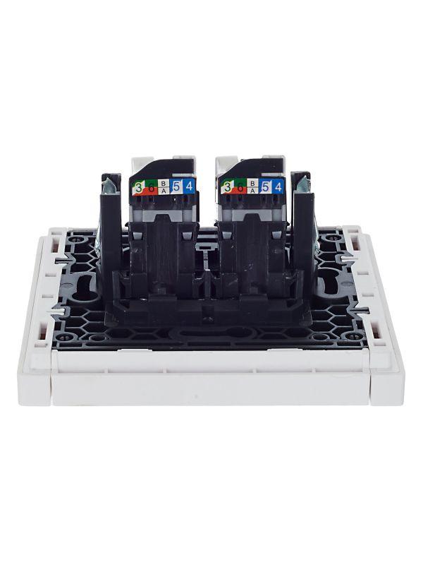  Розетка компьютерная 2-м RJ45 кат.5E FORTE&PIANO FP233 бел. IEK FP-K20-1-K01 фото в каталоге от BTSprom.by