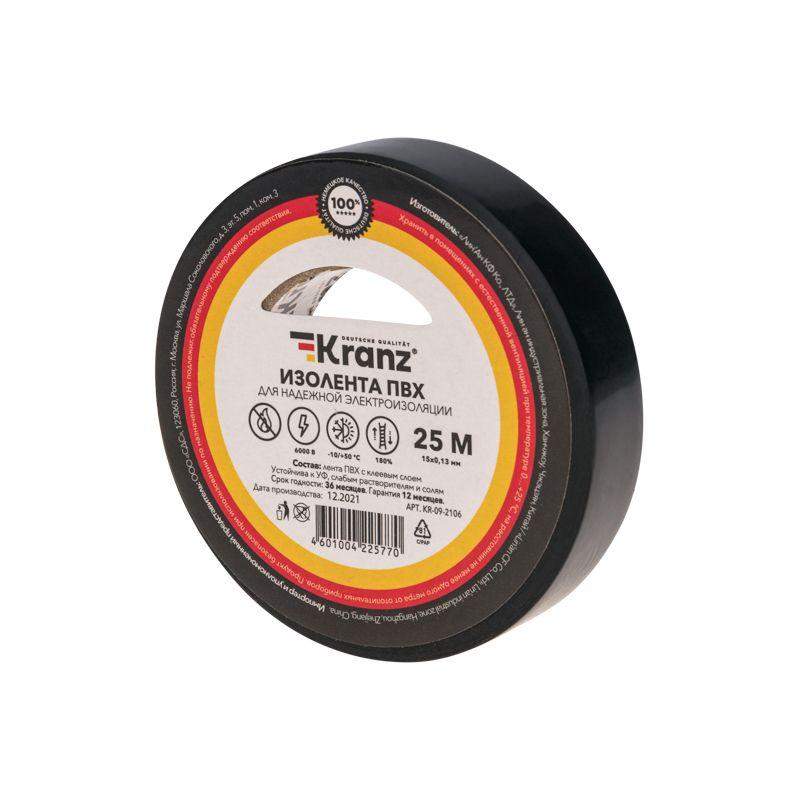  Изолента ПВХ 0.13х15мм 25м черн. (уп.5шт) Kranz KR-09-2106 фото в каталоге от BTSprom.by