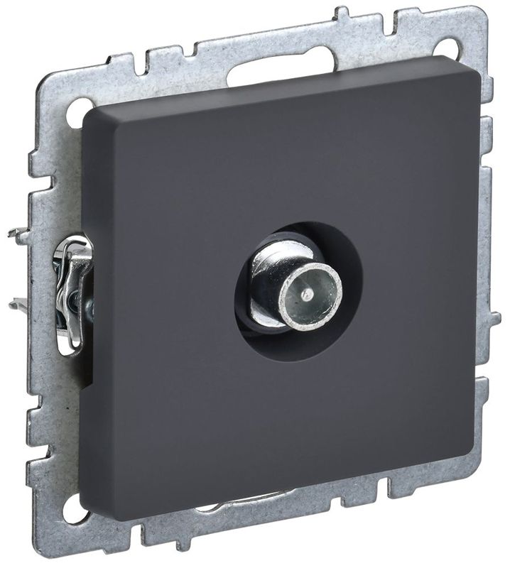 розетка телевизионная проходная tv сп brite ртв10-0-брг механизм графит iek br-a10-p-k53 от BTSprom.by