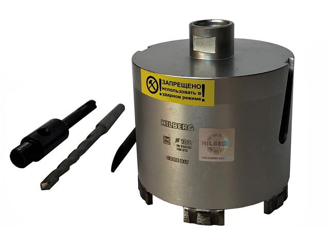 коронка алмазная d 102 мм железобетон hilberg laser (сухое сверление) hm210 от BTSprom.by