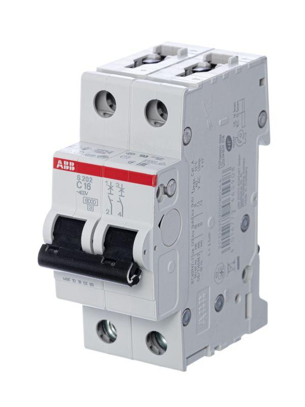 выключатель автоматический модульный 2п c 16а 6ка s202 c16 abb 2cds252001r0164 от BTSprom.by