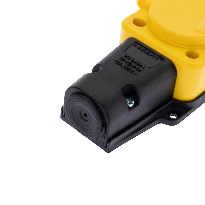  Розетка штепсельная трехместная влагозащищенная с заземл. 16А IP54 каучук желт. Rexant 111-126 фото в каталоге от BTSprom.by